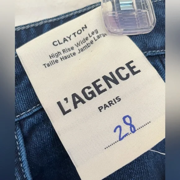 L'AGENCE Clayton High Waist Wide Leg Jeans Harlan WashNWT Premium Denim Sz 28